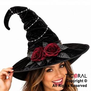 SOMBRERO BRUJA CON ROSAS